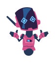 Futuristic robot. Cartoon cute android character in pink colors, scientific innovation and cyber technology, electronic Royalty Free Stock Photo