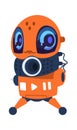 Futuristic robot. Cartoon mascot. Orange automation machine. Electronic toy with remote control. Scientific innovation