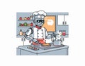 futuristic robot chef making pancakes Royalty Free Stock Photo