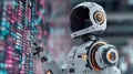 Futuristic Robot Coding and Data Processing with Advanced AI in a High-Tech Digital Environment Royalty Free Stock Photo