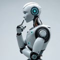 Futuristic Robot Companion with Realistic Thinking Capabilities, light background