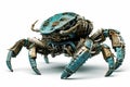 Ai Generative Futuristic robot crab isolated on white background. 3d rendering Royalty Free Stock Photo