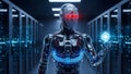 Futuristic Robot in Data Center Royalty Free Stock Photo