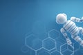 Futuristic Robot Design on Abstract Hexagon Background: AI Technology and Innovation Concept