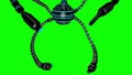 Futuristic robot dron with tentacles. Future concept. Animation. Green screen