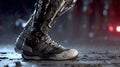 Futuristic robot footwear close up ai generated image for technology and design enthusiasts view now Royalty Free Stock Photo