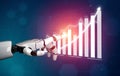 Futuristic Robot Hand Interacting with Data Graph for Artificial Intelligence Financial Analysis and Growth Royalty Free Stock Photo