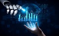 Futuristic Robot Hand Interacting with Data Visualization and Human Touch Concept in Digital World of Technology and Royalty Free Stock Photo