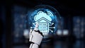 Futuristic Robot Hand Interacting with Digital Cloud Concept Representing Data Storage and Connectivity for Technology Royalty Free Stock Photo