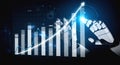 Futuristic Robot Hand Interacting with Digital Graph Showing Financial Growth and Data Analytics in Technology Royalty Free Stock Photo