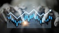 Futuristic Robot Hand Interacting with Financial Data Charts in a Digital Environment, Visualizing Concepts of AI Royalty Free Stock Photo