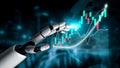 Futuristic Robot Hand Interacting with Financial Market Data and Stock Graphs in a Digital Environment Impute Royalty Free Stock Photo