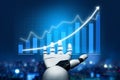 Futuristic Robot Hand Reaching Toward Growing Data Chart in Digital Environment Impute Royalty Free Stock Photo