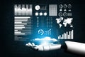 Futuristic Robot Hand Displaying Data Visualizations and Graphs in Digital Environment for Business Analytics Impute Royalty Free Stock Photo