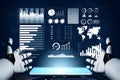 Futuristic Robot Hands Interacting with Data Visualization Technology on a Digital Screen Impute Royalty Free Stock Photo
