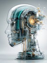 Futuristic Robot Head Design With Transparent Casing Showcasing Advanced AI Core Technology Royalty Free Stock Photo