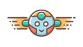 Futuristic Robot Head Icon for AI & Sci-Fi Gaming, vector design Generative AI Royalty Free Stock Photo
