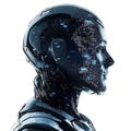 Futuristic robot head profile with digital data interface Royalty Free Stock Photo