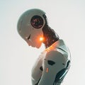 Futuristic robot head and shoulders with glowing orange light accent Royalty Free Stock Photo