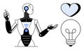 Futuristic Robot with Heart Icon and Light Bulb AI, Innovation, and Emotional Intelligence Royalty Free Stock Photo