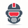 Futuristic Robot Helmet Icon Sci Fi Gaming Technology Red and Gray Design Element AI generated. Royalty Free Stock Photo