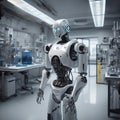A futuristic robot in a high-tech lab, ultra-realistic textures Royalty Free Stock Photo