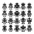 Futuristic Robot Icons in Solid Black Style Royalty Free Stock Photo