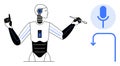 Futuristic Robot Interacting with Voice Command Microphone, Artificial Intelligence Concept Royalty Free Stock Photo