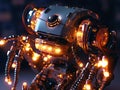 Futuristic robot with lights and binary code Royalty Free Stock Photo