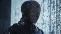 Futuristic robot masked in digital code streams Royalty Free Stock Photo