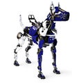 Futuristic robot mechanical cyborg police dog on a white background. 3d rendering Royalty Free Stock Photo