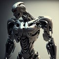 Futuristic Robot: A Metallic Humanoid Sentinel. AI Generated