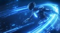 Futuristic Robot in Motion with Blue Light Trails Royalty Free Stock Photo