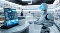 Futuristic Robot Pharmacy with Advanced Robotic Dispensing System Royalty Free Stock Photo