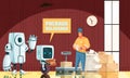 Futuristic Robot Postman Flat Background