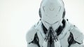 Futuristic Robot Praying for Artificial Intelligence Advancements Royalty Free Stock Photo