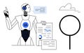 AI Robot Analyzing Data with Charts and Documents for Decision-Making and Innovations Royalty Free Stock Photo