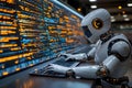 Futuristic Robot Programming AI Interacting with Digital Code in Tech Environment Generative AI Royalty Free Stock Photo