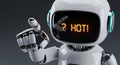 Futuristic robot with questioning expression shows excitement about something very hot Royalty Free Stock Photo