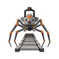 Futuristic Robot with Spider Legs and Railroad, Modern Technology Concept Royalty Free Stock Photo