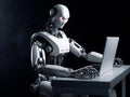 Futuristic robot using computer. AI generated Royalty Free Stock Photo