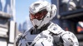 Futuristic robot in white armor Royalty Free Stock Photo