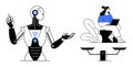 Futuristic Robot and Woman with Laptop AI Communication and Technology Integration Royalty Free Stock Photo