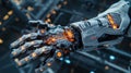 futuristic robotic arm with glowing circuits Royalty Free Stock Photo