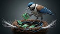 Robotic Bird Builds Nest with Microchips and Fiber Optics - AI Technology Concept Royalty Free Stock Photo