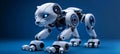 Futuristic robotic cat. sleek design with metallic limbs and enchanting glowing circuitry