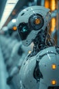 Futuristic robotic factory showcasing advanced robots in assembly line