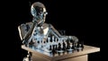 Robot Playing Chess Strategy Game on Metallic Table - 3D Illustration Created With Generative AI Royalty Free Stock Photo