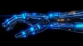 Futuristic Robotic Hand with Blue LED Lights Royalty Free Stock Photo