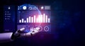 Futuristic Robotic Hand Interacting with Digital Data and Analytics Dashboard for Modern Technology Concepts Impute Royalty Free Stock Photo
